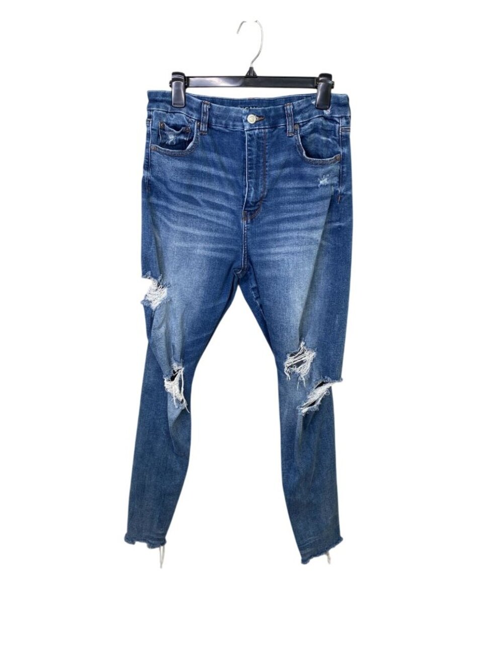 American Eagle Womens Distressed Super Stretch Jeans 12 Regular Medium Wash